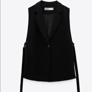 Zara Black Lapel Collar Open Side Vest